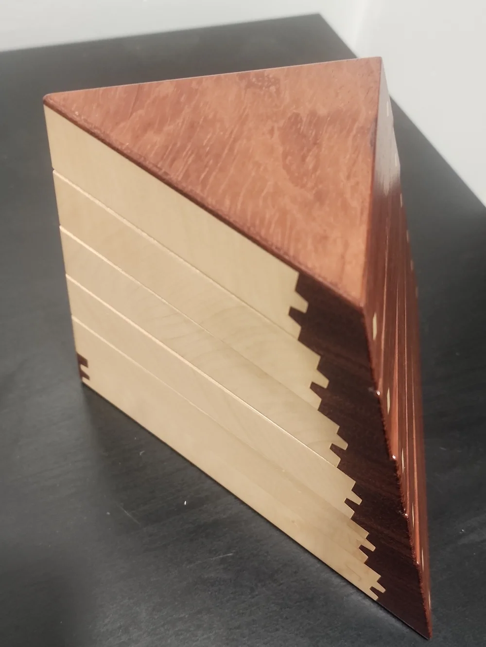 Watson Woodworks Handcrafted Triangular Wooden Jewelry Box With Secret Drawer